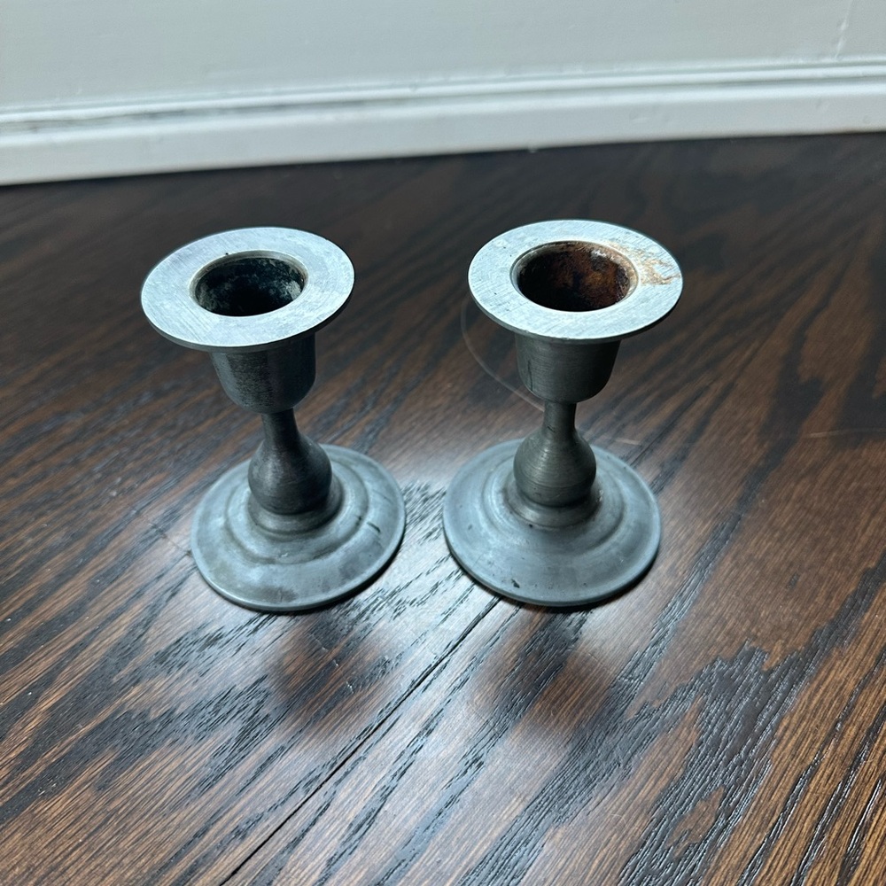 Vintage Hallmark  Pewter Candle Holders